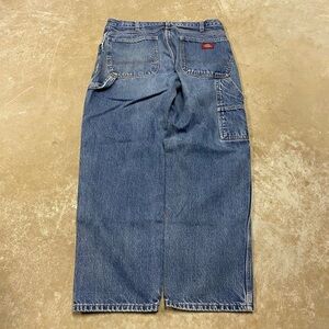 Dickies Carpenter Jeans 34x30 Blue Denim Workwear Hammer Loop Utility Vintage